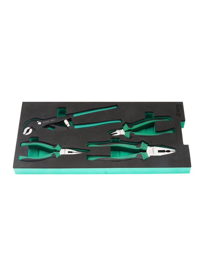 Sata 4-Piece Pliers Tray Set ST09013G – Heavy Duty Hand Tool Set with Foam Storage Tray|Includes 8" Combination, 6" Long Nose, 6" Diagonal & 10" Water Pump Pliers |Anti-Rust Chrome-Nickel Steel with TPE Anti-Slip Grips - Image 3